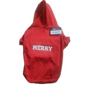 FAB DOG Christmas Red MERRY Dog Hoody LARGE NWT